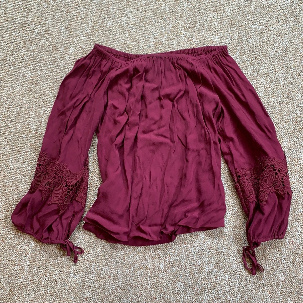 Maroon off the shoulder top
